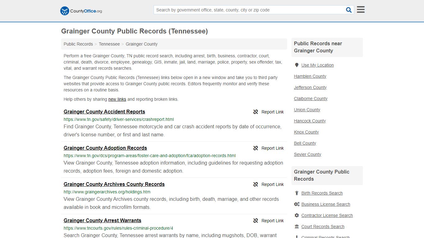 Grainger County Public Records (Tennessee) - County Office