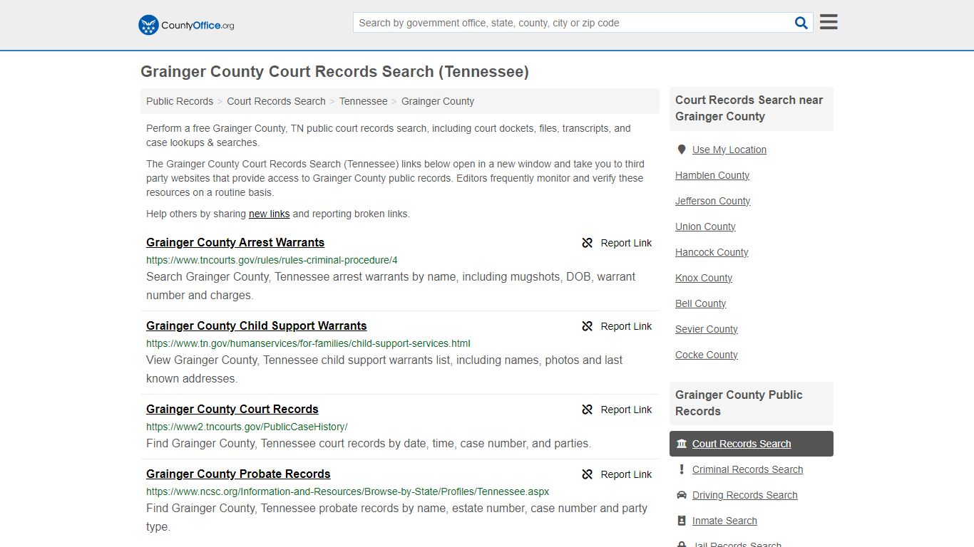 Grainger County Court Records Search (Tennessee) - County Office