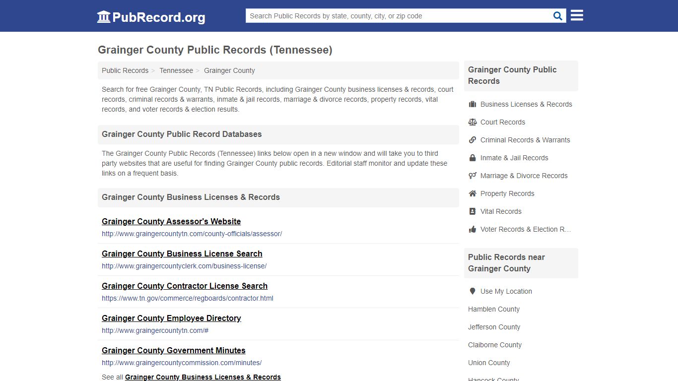 Grainger County Public Records (Tennessee) - PubRecord.org