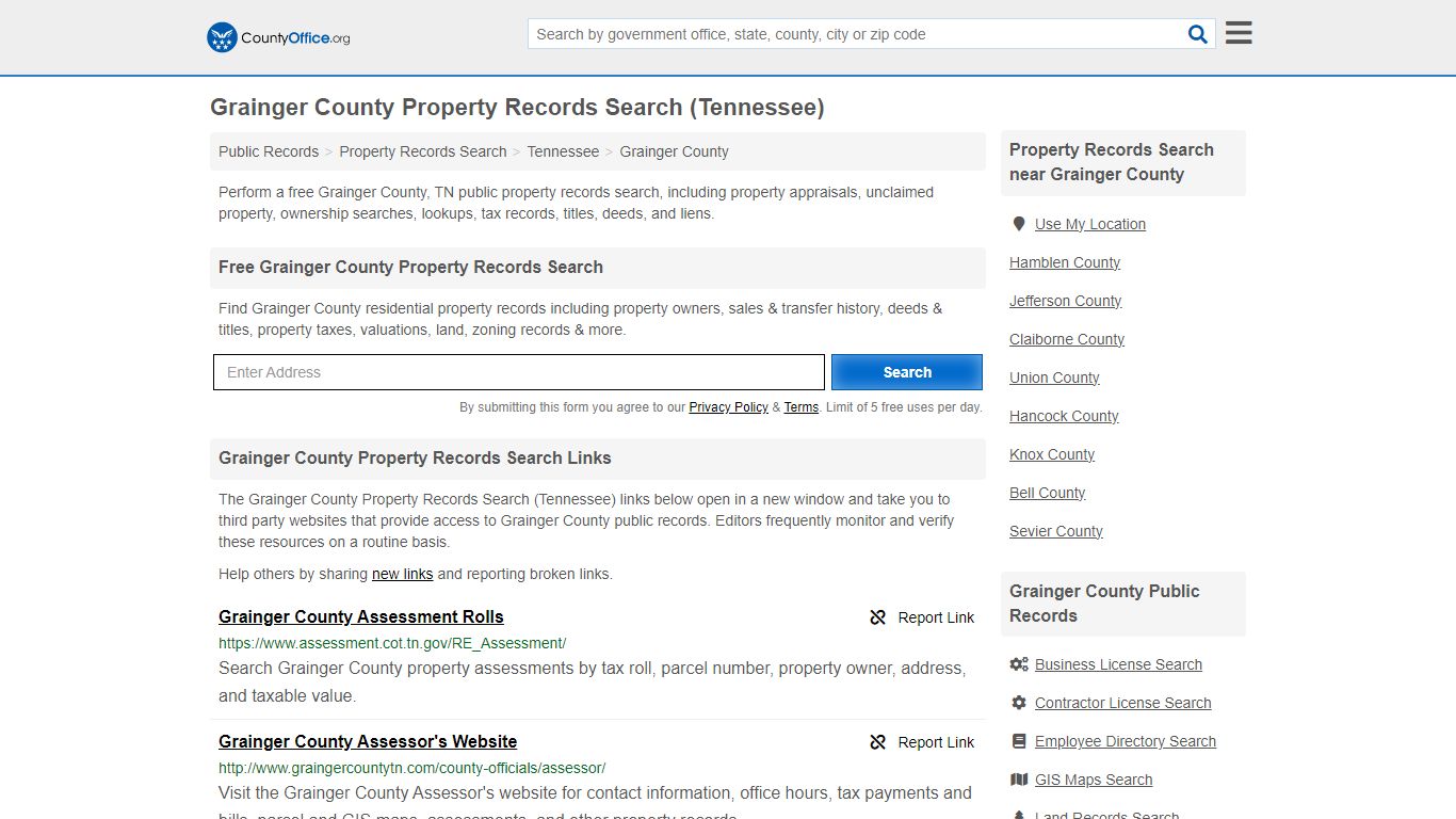 Grainger County Property Records Search (Tennessee) - County Office