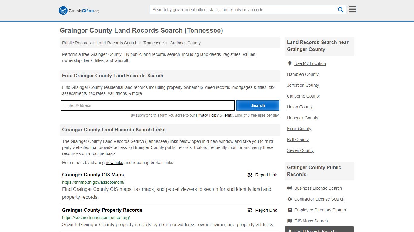 Grainger County Land Records Search (Tennessee) - County Office